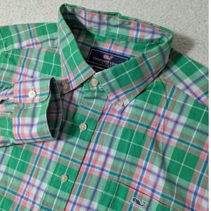 Vineyard Vines Button Down Men L Green Plaid Tucker Shirt L/S 1W0755